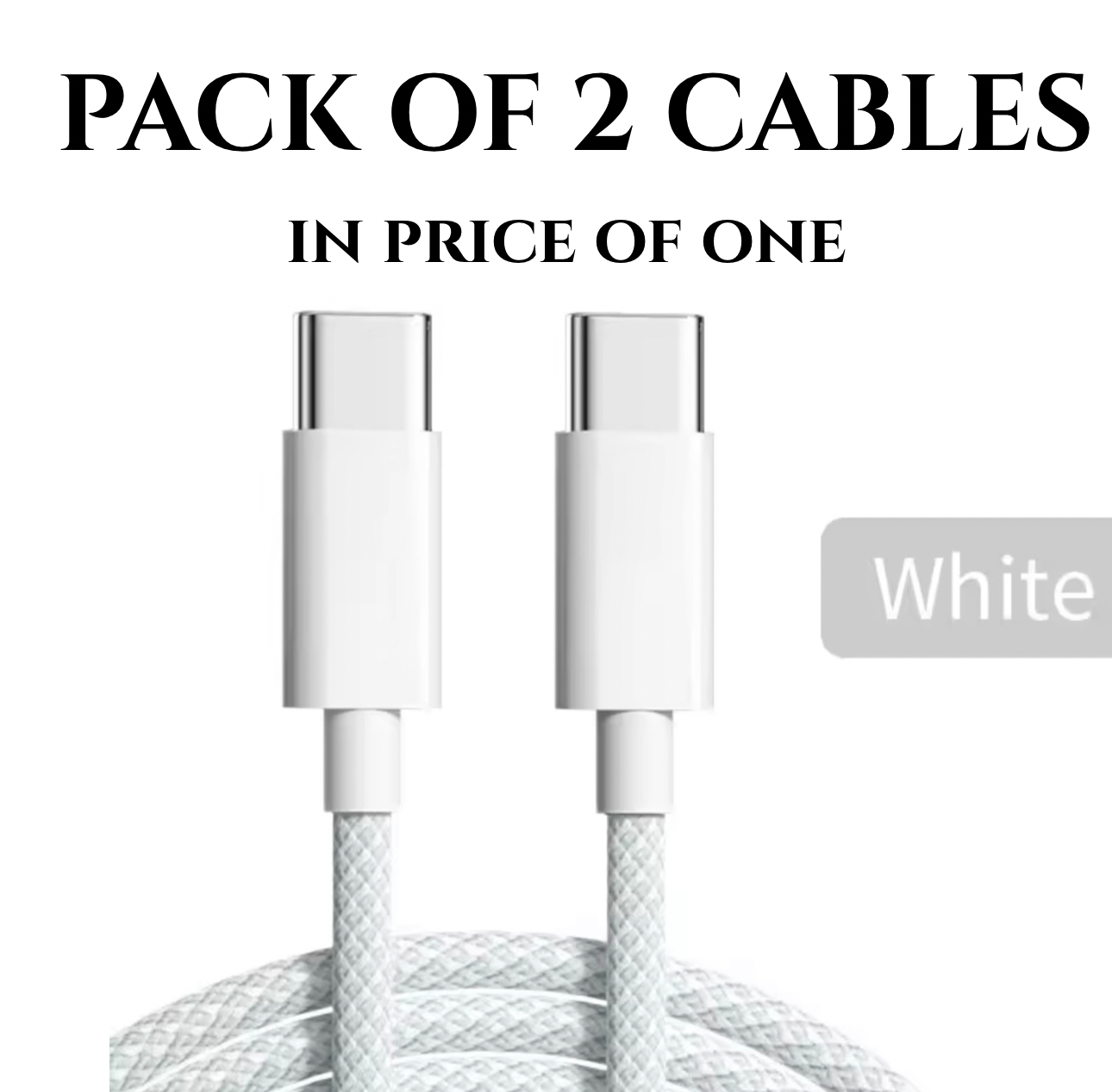2 packs of Type C to Type-C Cable PD 60W Fast Charger 1M USB C Leads For Iphone 15,16 Pro