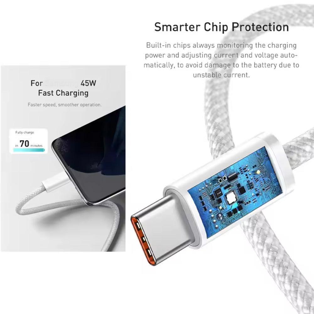 2 packs of Type C to Type-C Cable PD 60W Fast Charger 1M USB C Leads For Iphone 15,16 Pro