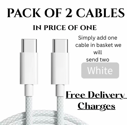 2 packs of  Type C to Type-C Cable PD 60W Fast Charger 1M USB C Leads For Iphone 15,16 Pro
